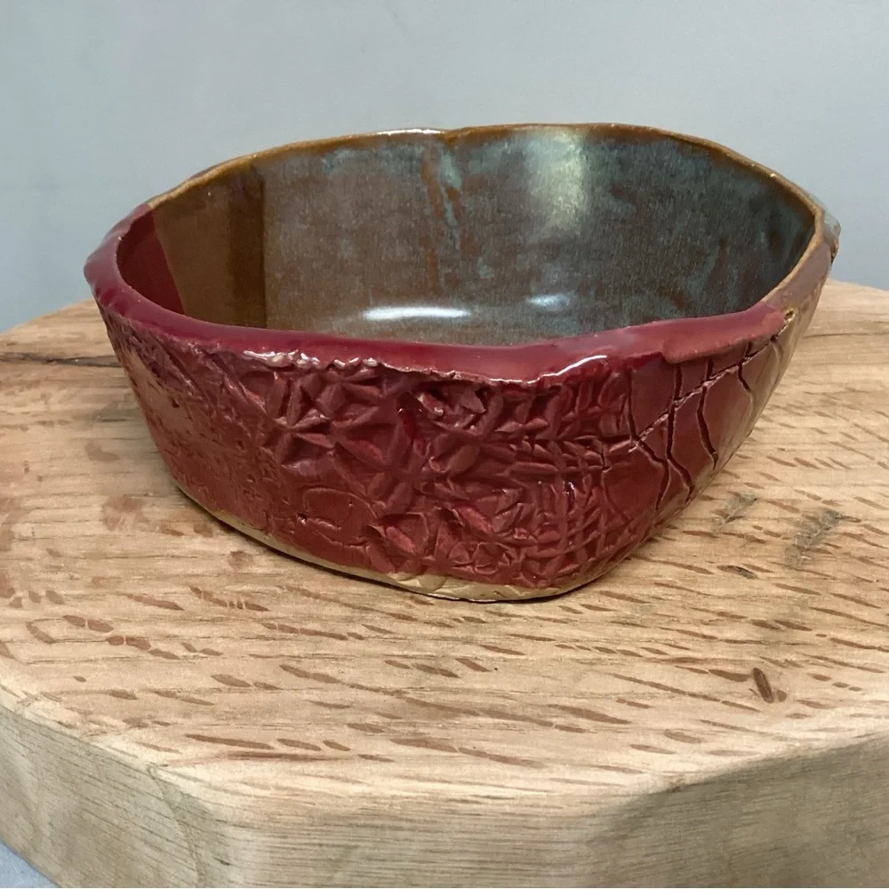 🔴 Beautiful Handcrafted Clay / Ceramic / Pottery Bowl / Candle Holder / Decor - Picture 7 of 16